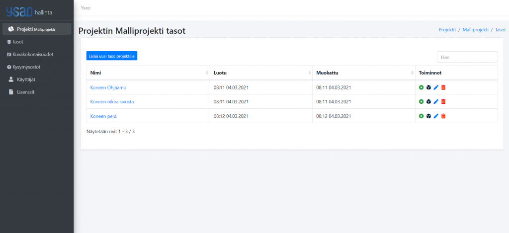 Screenshot of the background control system. The custom web app serves as a background control system and is used for the content management of digital learning material.