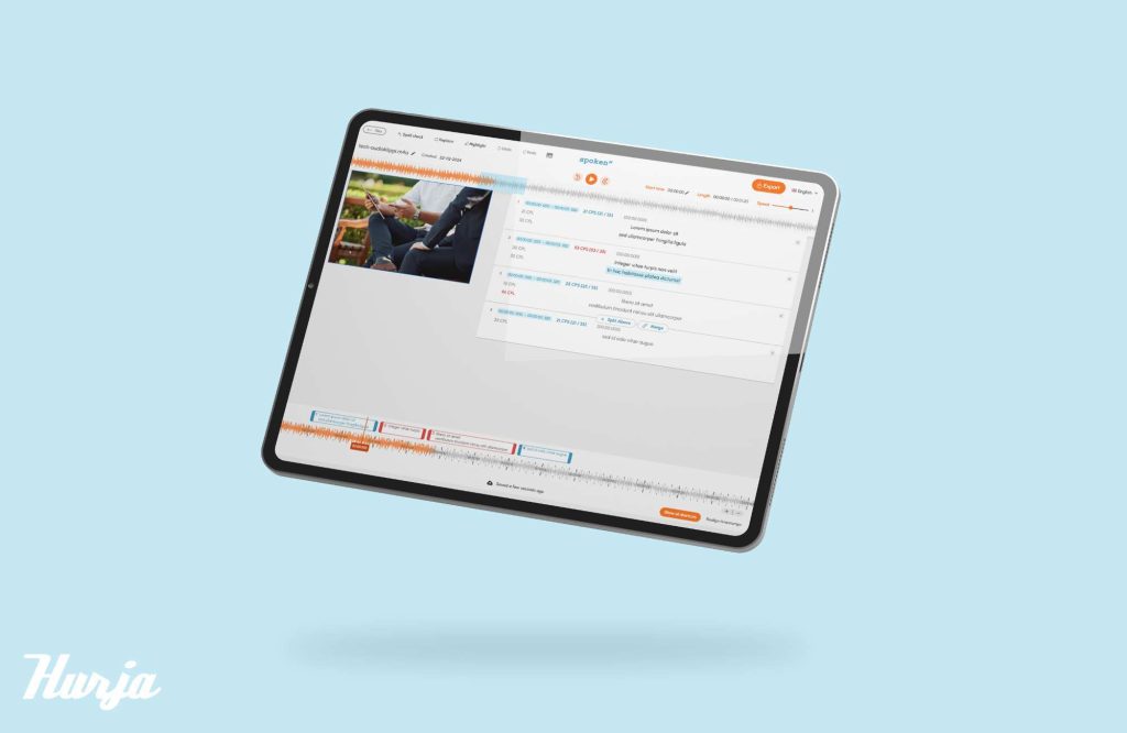 Mockup Spokenin käyttöliittymästä tabletilla.